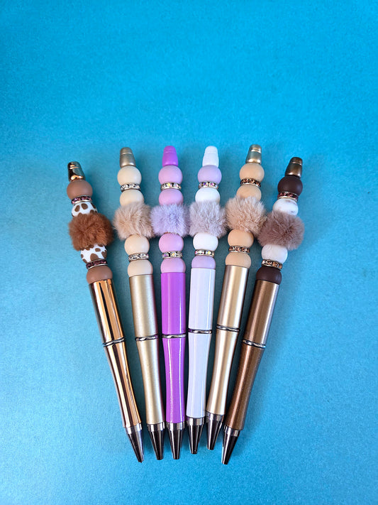 Fluffy beaded pens