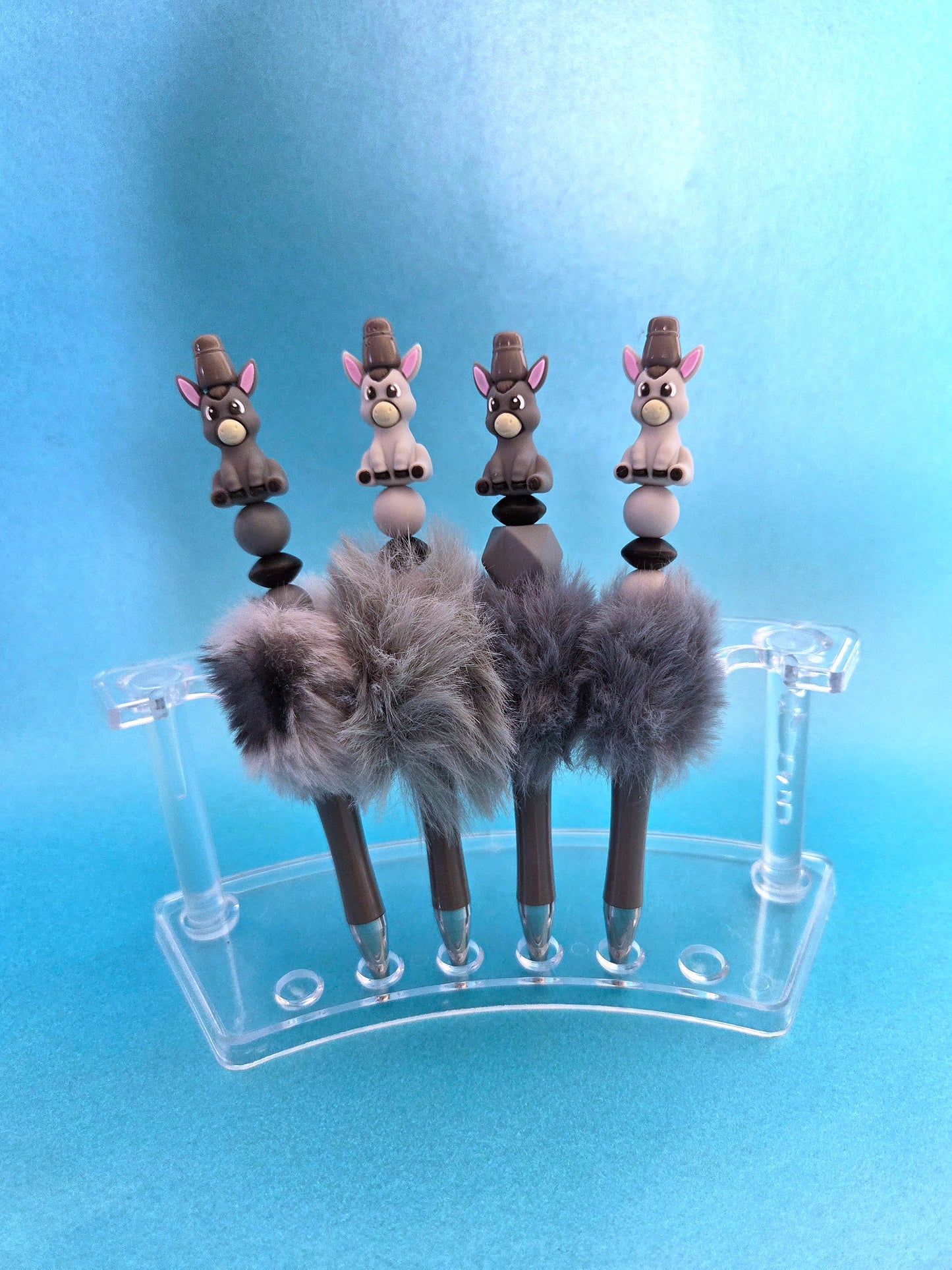 Fluffy Donkey beaded pens