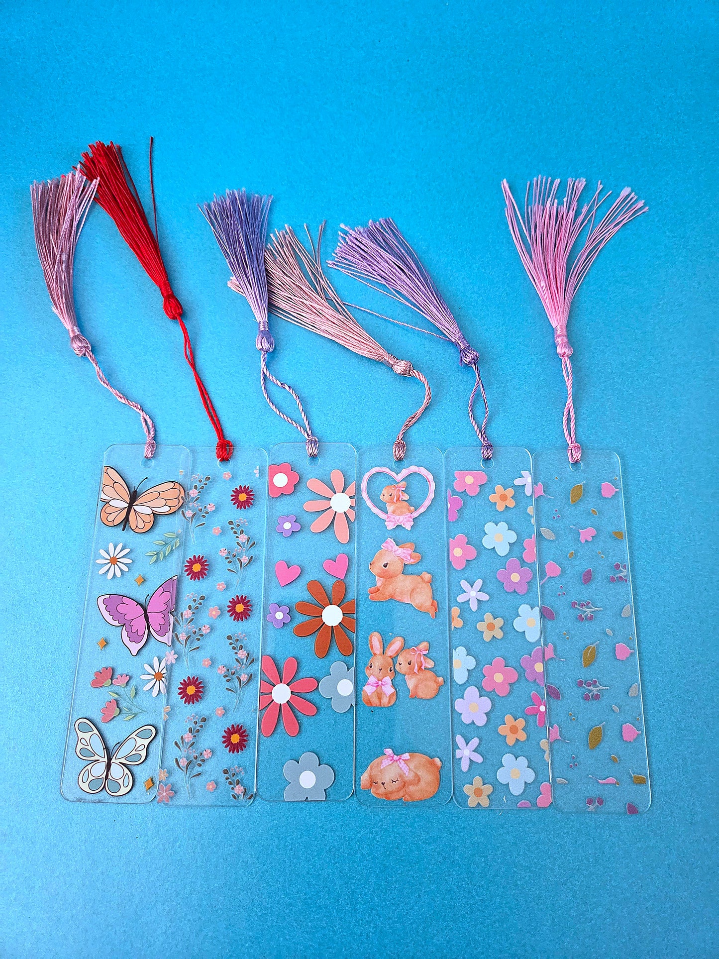 small rectangular Acrylic bookmarks with tassel