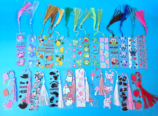 small rectangular Acrylic bookmarks with tassel