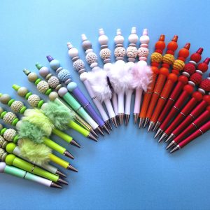 Yarn ball beaded pens